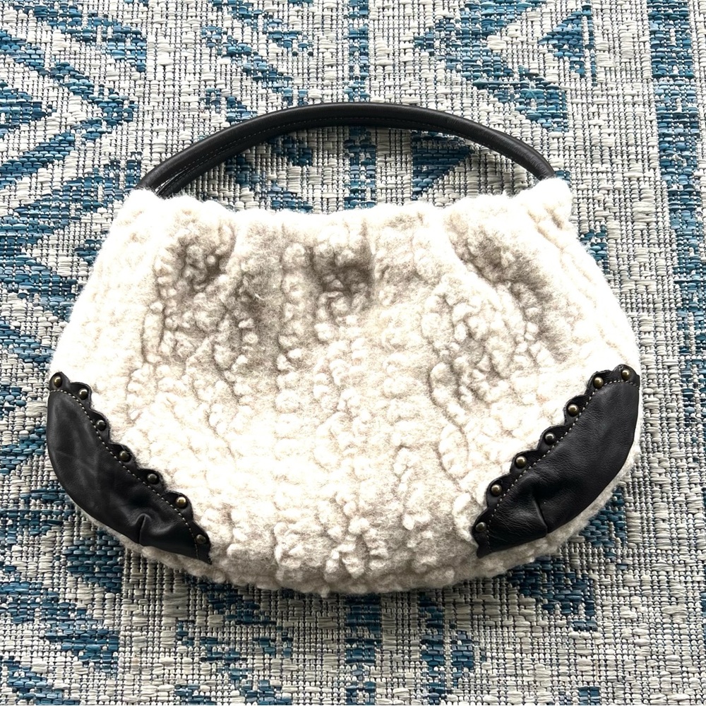 Roberta Gandolfi Wool Shoulder Bag Cream/Brown Good Condition